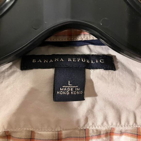 Banana Republic Tan Plaid Button Up Cotton Long Sleeve Shirt - Picture 2 of 5